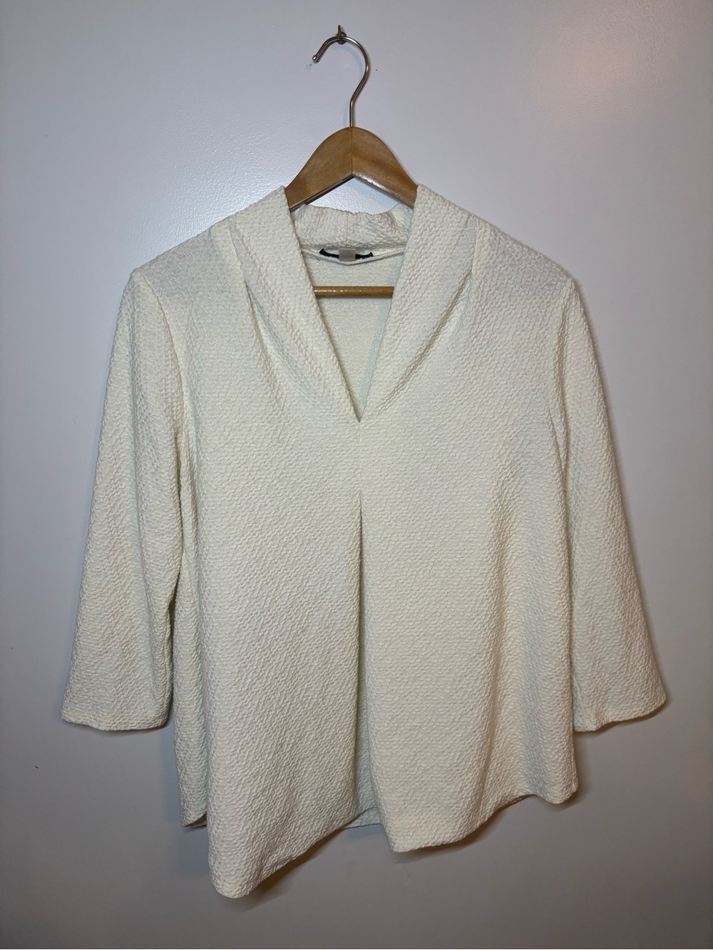 Cable & Gauge Cream V-Neck Textured Sweater